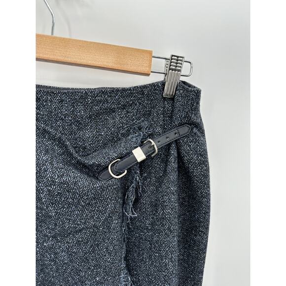 Anne Klein Blue Tweed Skirt Women’s 8P Wool Silk Fringe Buckle Petite - Picture 4 of 9